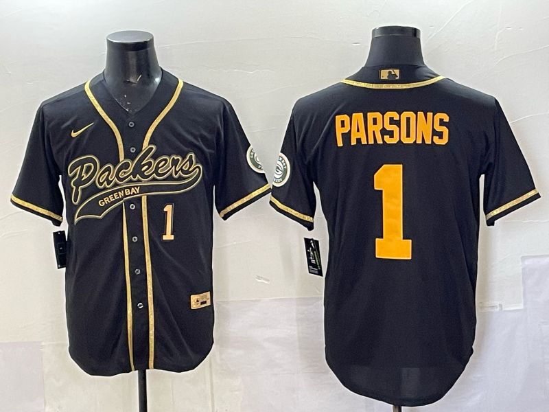 Men Green Bay Packers #1 Parsons black Nike NFL 2025 jersey 02